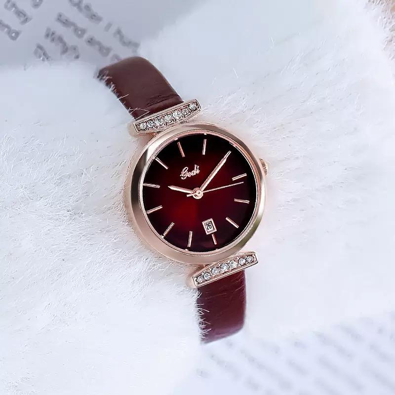

Fashion Woman Watches Diamond Inlay High Quality Leather Strap Watch for Women Laides Quartz Wristwatches Relogio Feminino