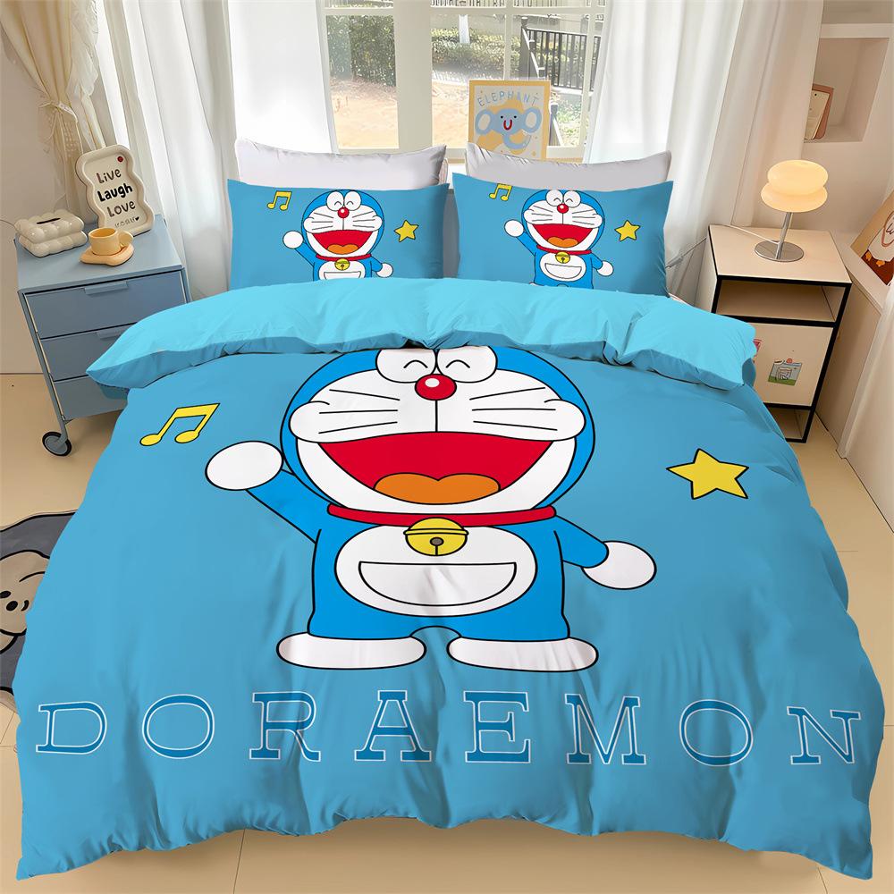 Japanese Anime Dora-emon Quilt Duvet Pillowcase 3D Printed D-Doraemon Bedding Set Duvet Cover for Children and Girls Boys Teen