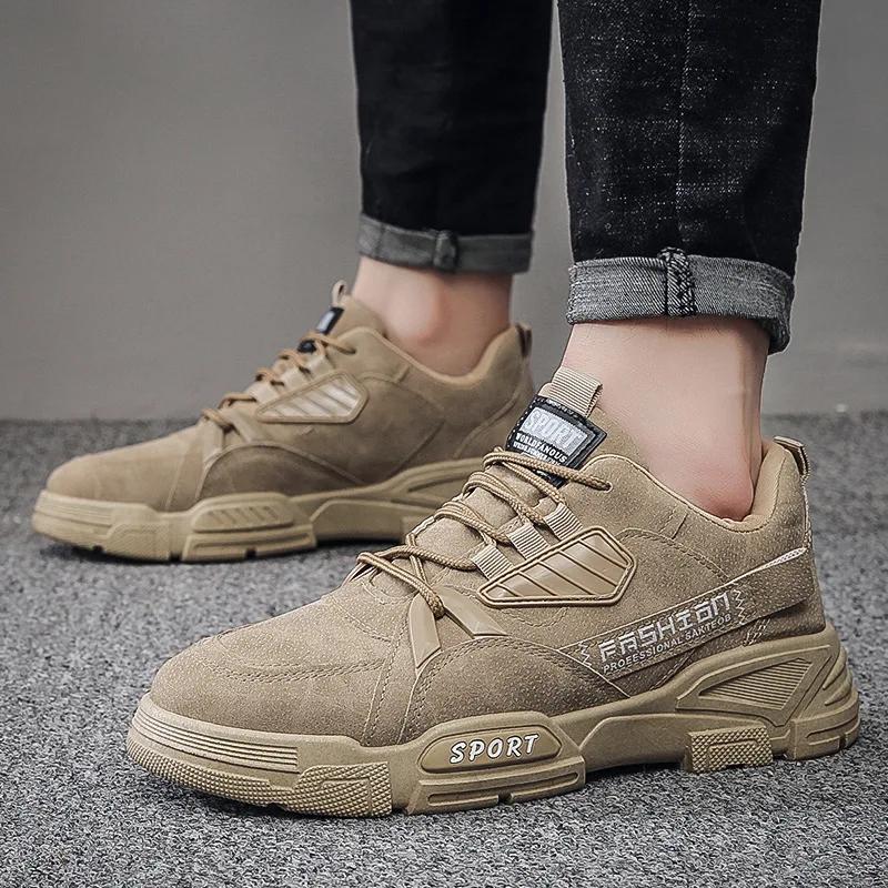 Men Tooling Shoe Fashion Outdoor Platform Boots Men's Casual Comfortable Breathable Shoes Non-slip Lace Up Shoes for Men Sneaker