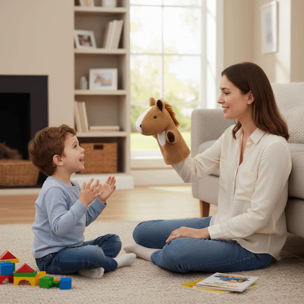 Storytelling Hand Finger Story Puppet Soft Stuffed Plush Horse Toys  Kid Gift