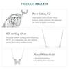 BAMOER 925 Sterling Silver Rose Butterfly Necklace Romantic Love Necklace Plated White Gold for Women Fine Jewelry