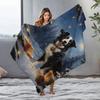 Tuniu Cute Dog Print Fleece Blanket for Sofa Bed Room Warm Winter Gift Idea