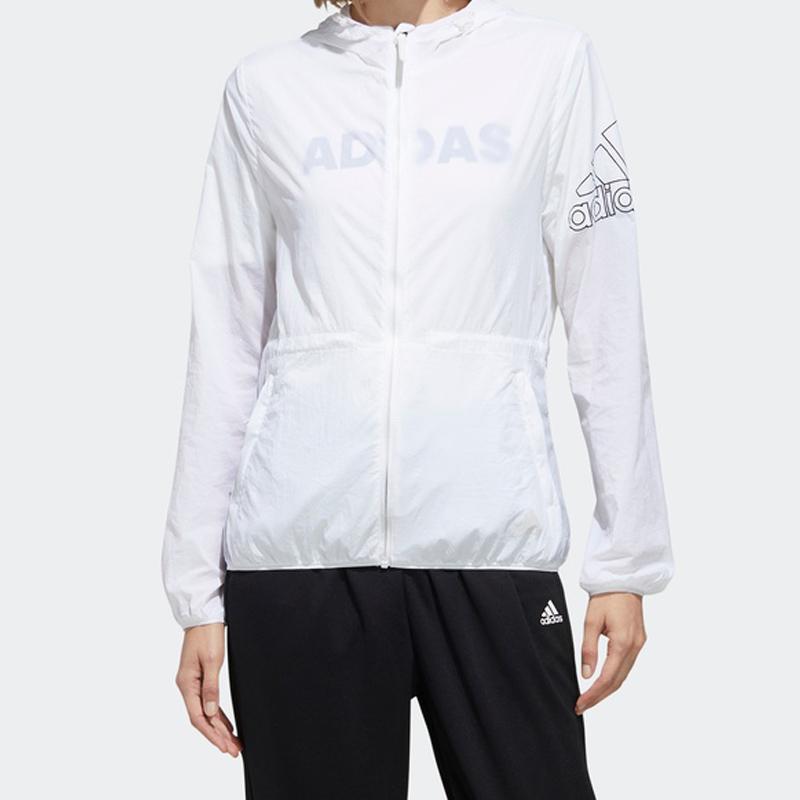 adidas Women's Lightweight Hooded Windbreaker White FT2862