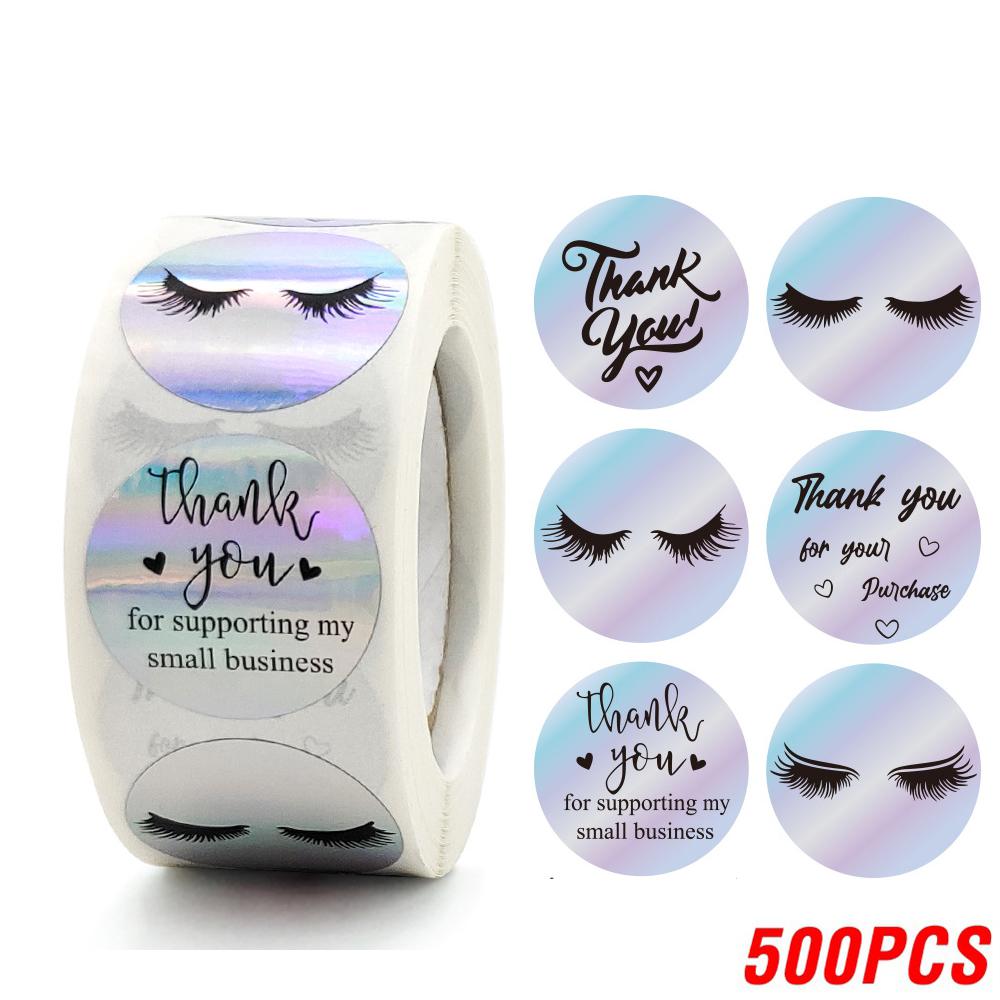 500pcs Rainbow Laser Thank You Stickers 1inch Small Business Stickers Adhesive Labels for Boutiques Wrapping Supplies