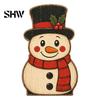 Decorative Shelf Statues Christmas Wooden Table Decorations, Santa Claus Snowman Reindeer Desktop Ornaments, Indoor Holiday Displays Distressed Tiered
