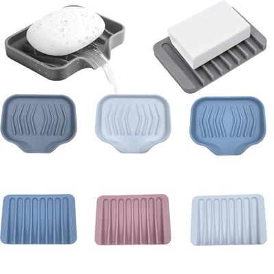 Silicone Soap Holder, Anti-slip Draining & Flowing Soap Dish for Home