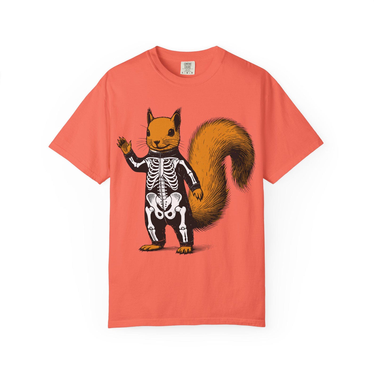 Skeleton Squirrel Halloween T-Shirt: Color Pop Spooky Animal Tee S