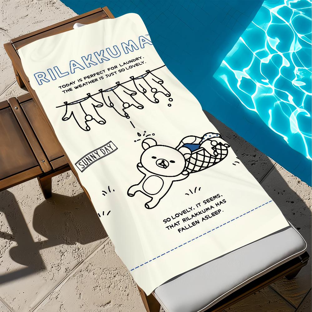 Anime Cute Cartoon R-rilakkuma-a Towel Large Quick-Drying Microfiber Soft Beach Towel for Travel Fitness Sauna Bathing Camping