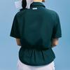 CHALLENGER Women'S Waist Drawstring Half-Zip Collared Short Sleeve Woven Top Dark Green