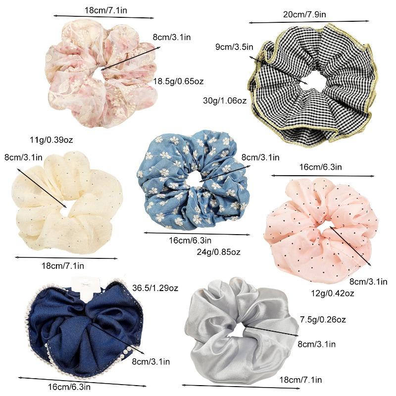 New Large-sized Fabric Hair Band and Hair AccessoryFeaturing Retro Floral and Diamond-encrusted Ponytail Hair Ties