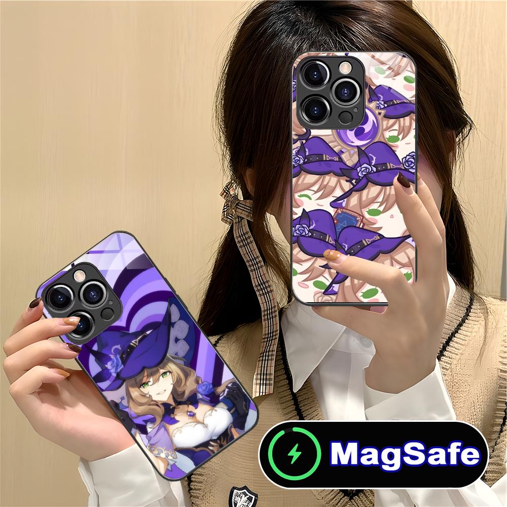 Game GI Lisa Mobile Phone Case for iPhone 17 16 15 14 13 12 11 Air Pro Max Plus Mini MagSafe Glass Colorful Cover Pretty Luxury