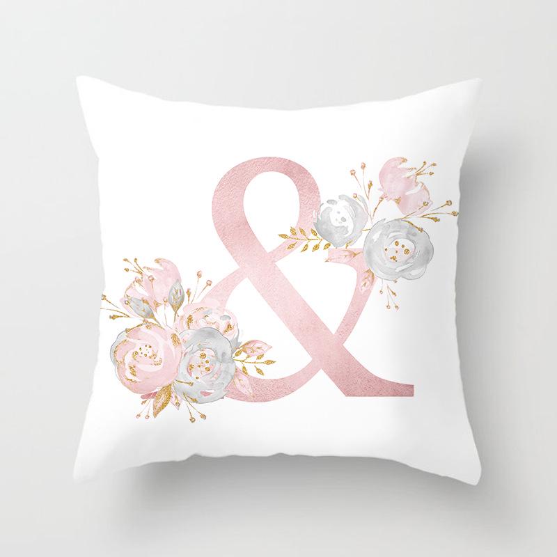 

Pink Letter Sofa Pillow Cover Ins Nordic Style Cushion Cover Peach Skin Cushion Cover 45 * 45 (excluding pillow core)