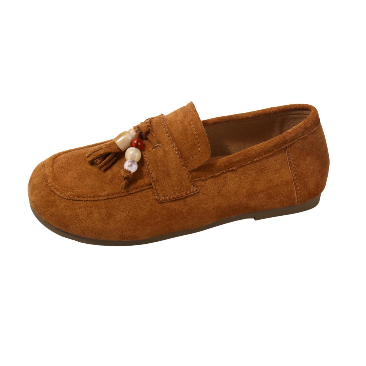 

Весенне-летняя новая модная женская замшевая обувь с круглым носком на толстой подошве на низком каблуке, маленькие кожаные туфли 42 верблюд