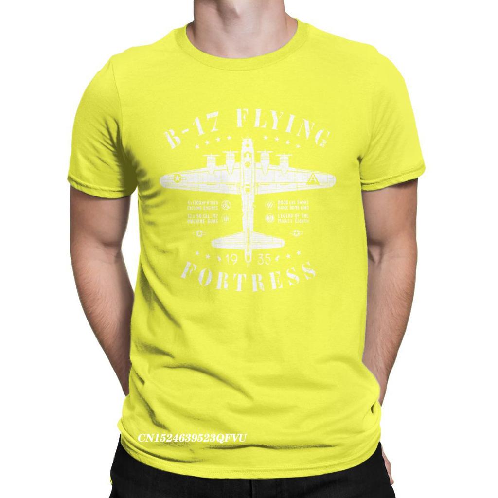 Funny B-17 Flying Fortress T-Shirts For Men Tops T Shirts Fighter Plane WW2 War Pilot Aircraft Airplane Tee Shirt Camisas