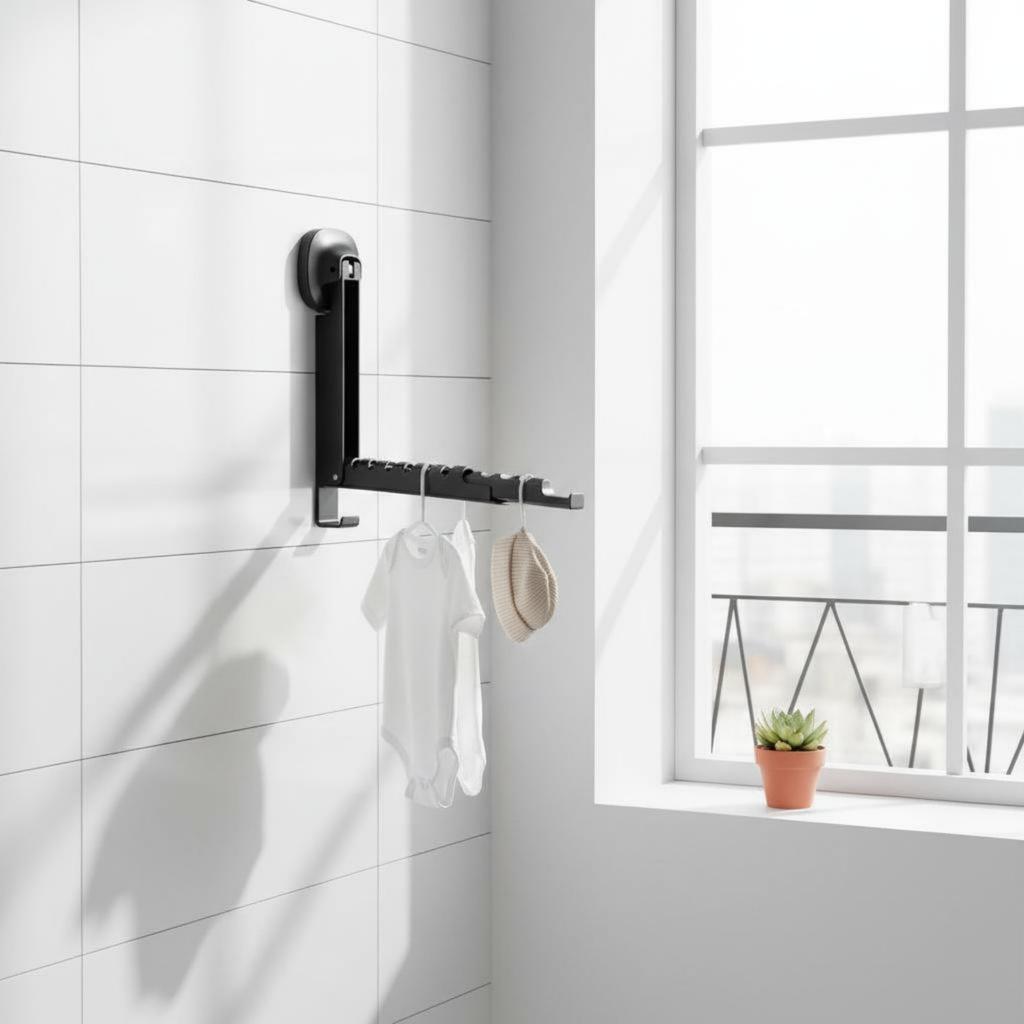 Suction Cup Clothes Drying Rack Waterproof Foldable Wall Drying Rack Telescopic Laundry Hanger Space Saving Suction Cup Hanger