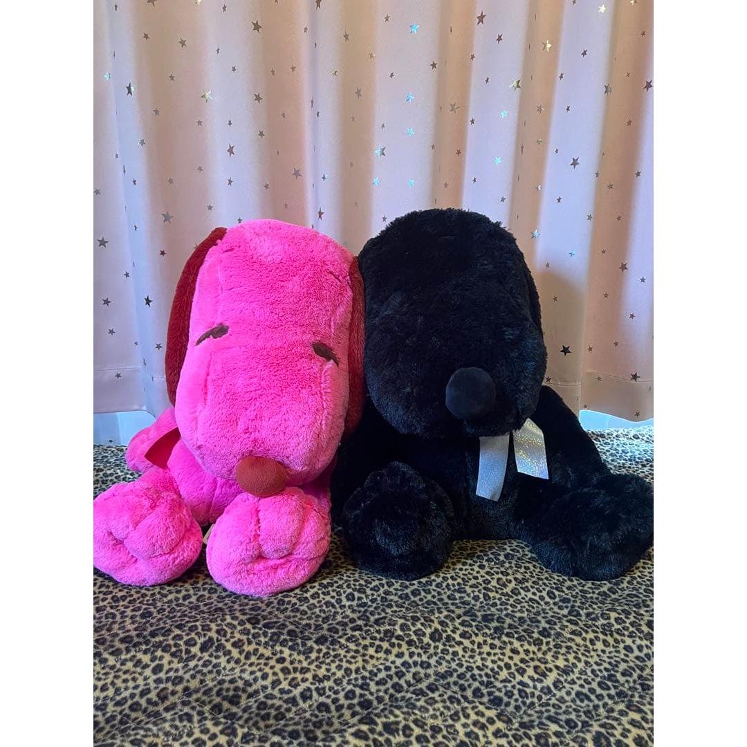 SNOOPY Plush Toy BIG Pink Black