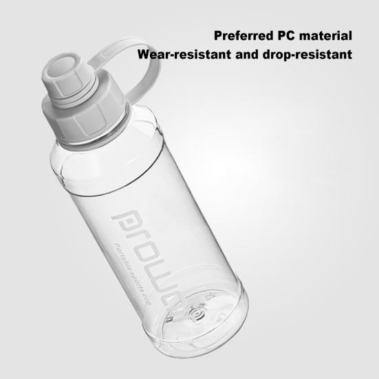 1000ml Sports Water Bottle with Handle Large Capacity Leak-proof Shaker Cup Portable Drinkware Transparent Outdoor Running Cycling Travel