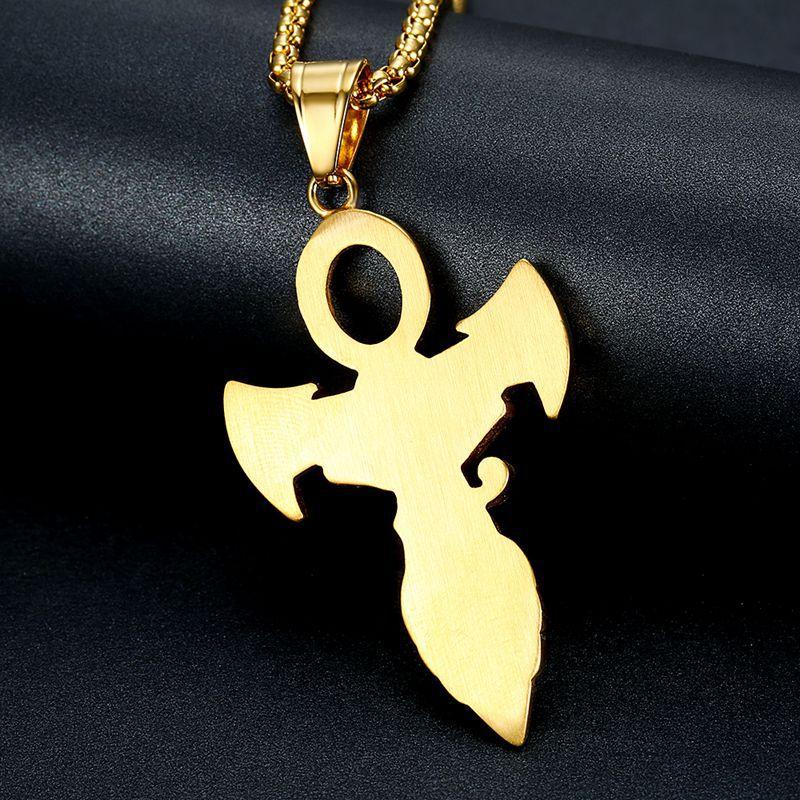 New 316L Stainless Steel Jewelry Anka Cross Eye of Horus Pendant Necklace Gold Silver Color Hip Hop Jewelry for Men