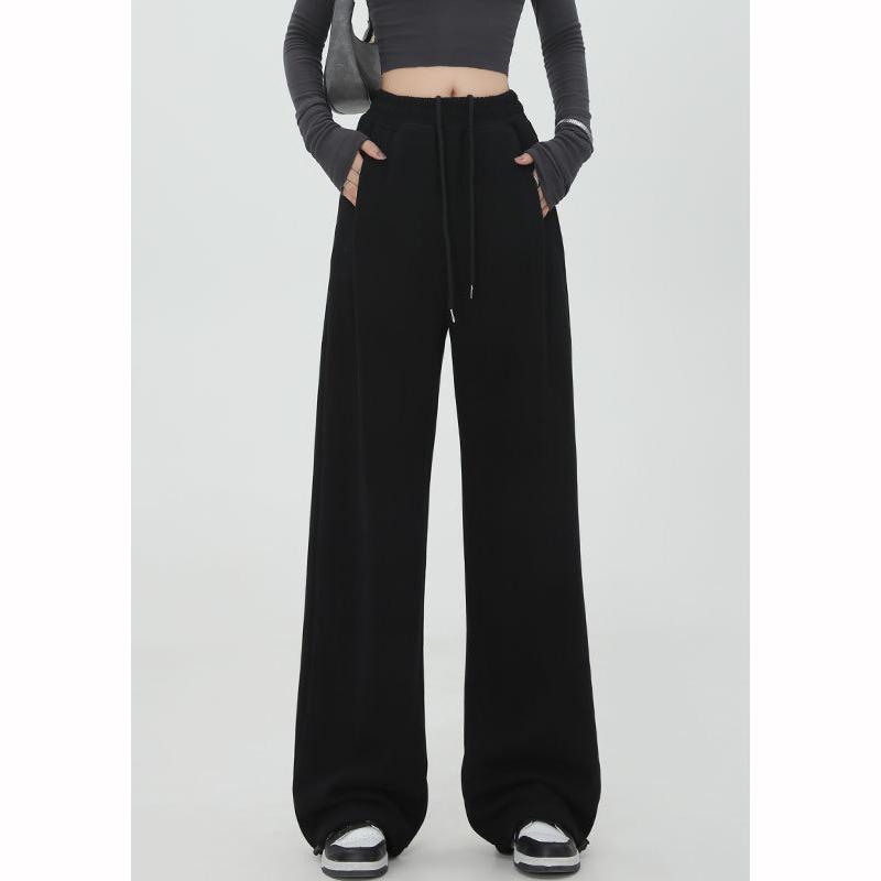 Thickened Lamb Fur Fleece Women's Autumn Winter Casual Trousers Wide Leg Pants Sporty Style Plus Size Long Trousers