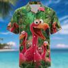 Herren Flamingovogel Regenwald Hemd Kubanischer Kragen Hemd Sommer Hawaiianisches Hemd Kurzarm