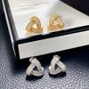 Versatile Shiny Zirconia Stud Earrings Trendy Design Jewelry For Women /Gold Color Engagement Accessories