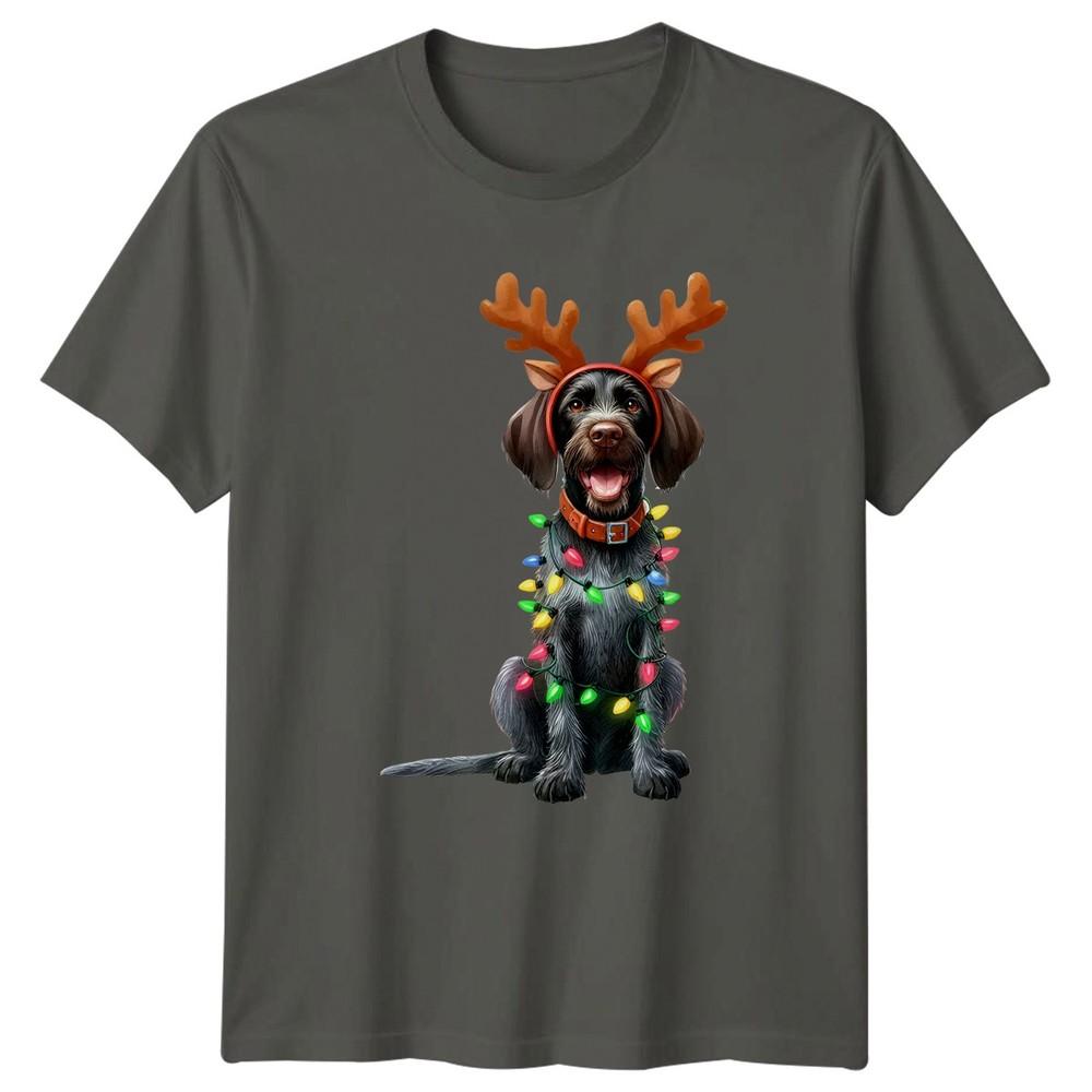 Christmas Dog Reindeer Antlers Lights Holidays Unisexs TShirt Unisexs Tee Graphic S