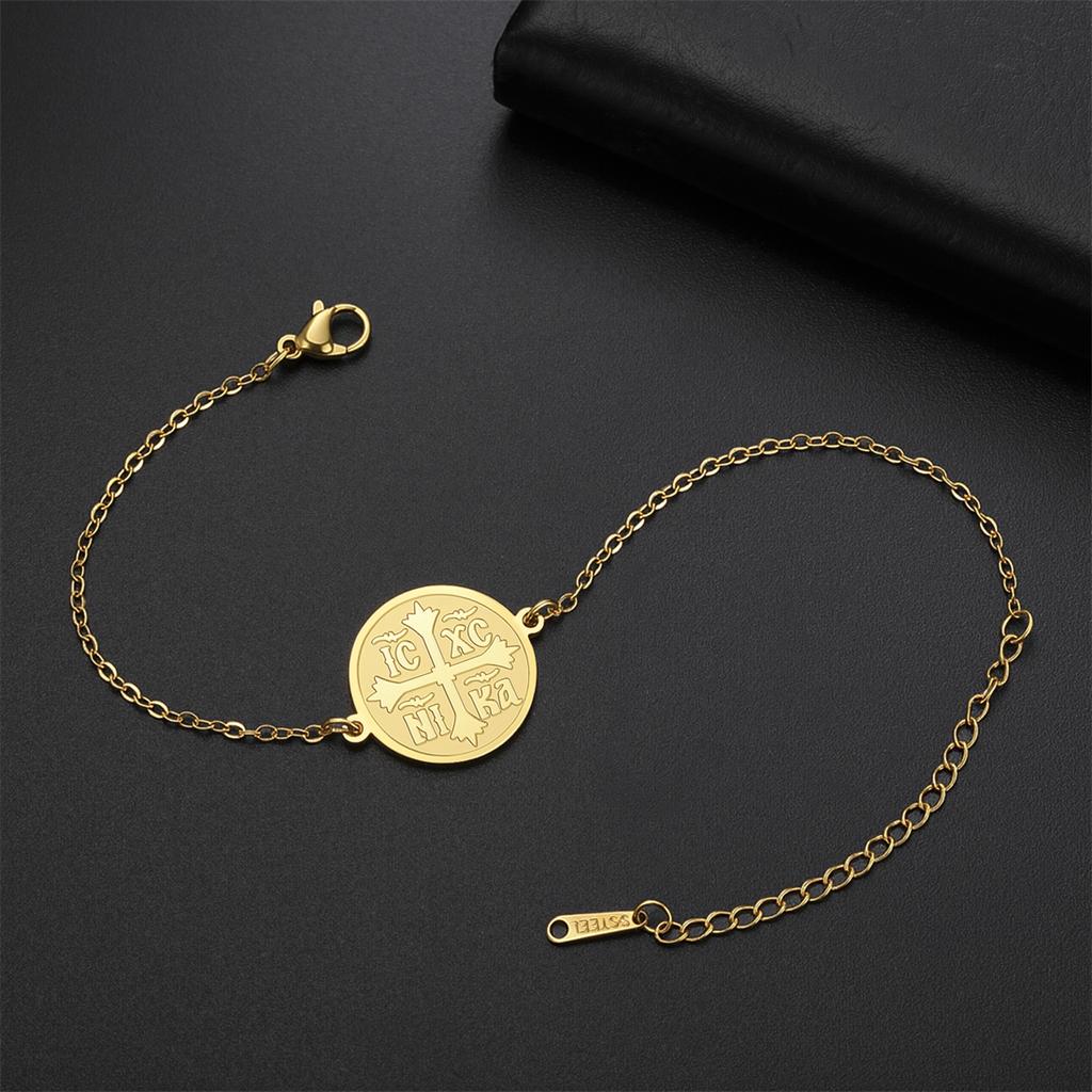 IC XC Punk Cross Seal Bracelets for Women Men Stainless Steel Orthodox Prayer Bracelet Christian Amulet Jewelry Gift