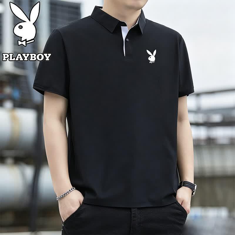 PLAYBOY Men's Summer Breathable Short Sleeve T-Shirt