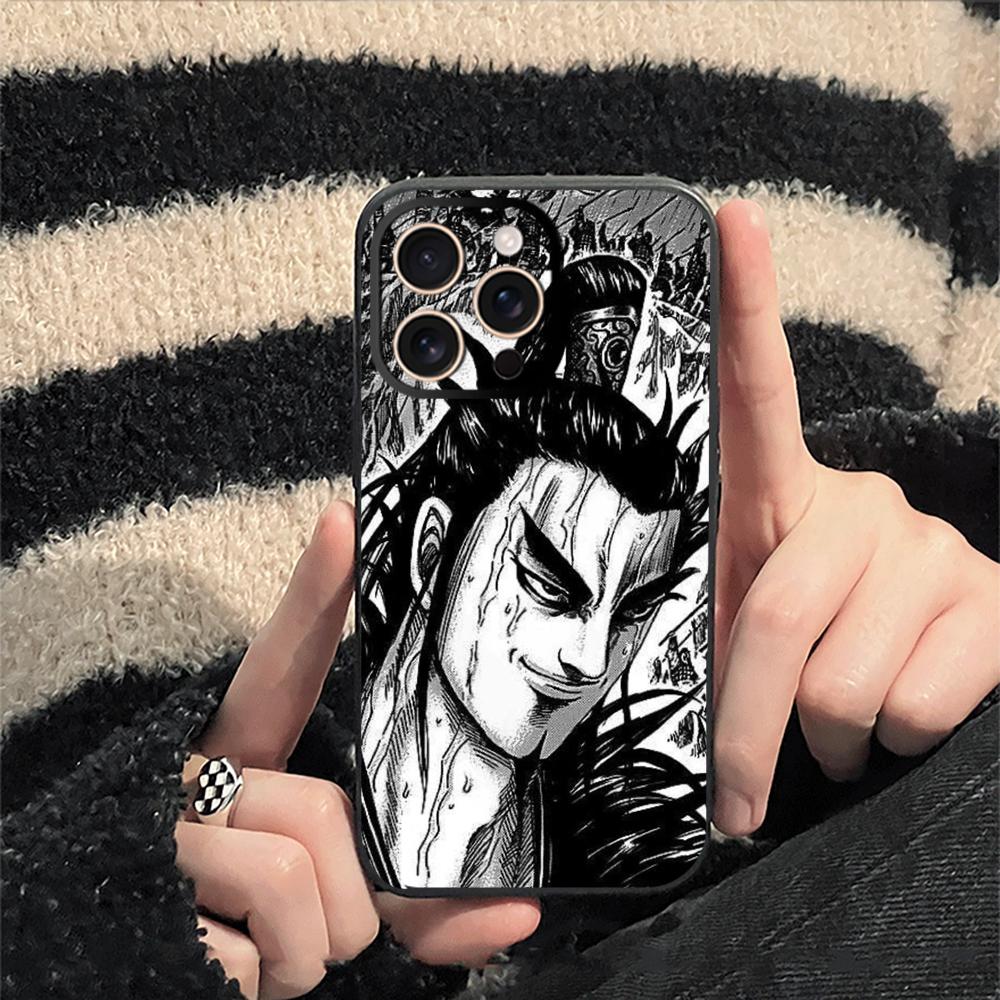 Kingdom Kanki Japan Anime Pattern Phone Case For iPhone 17 16 16e 15 14 13 12 Plus Mini Pro Max Soft Black Shockproof Cover