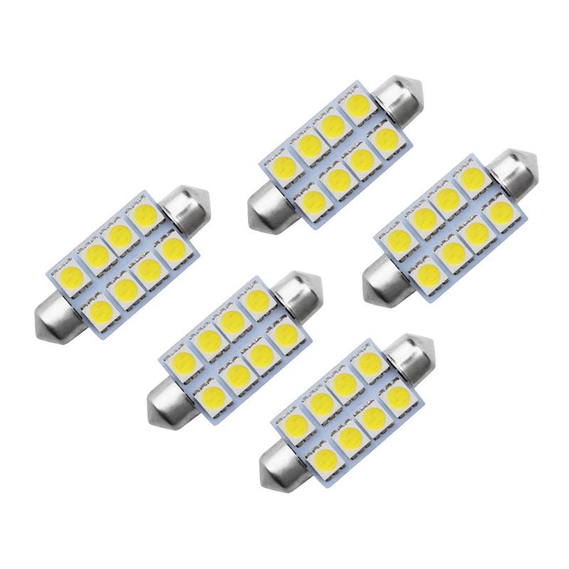 10pcs 41MM 5050 8SMD Festoon White Dome Map Trunk LED Light Lamp Bulbs 212-2 578 569