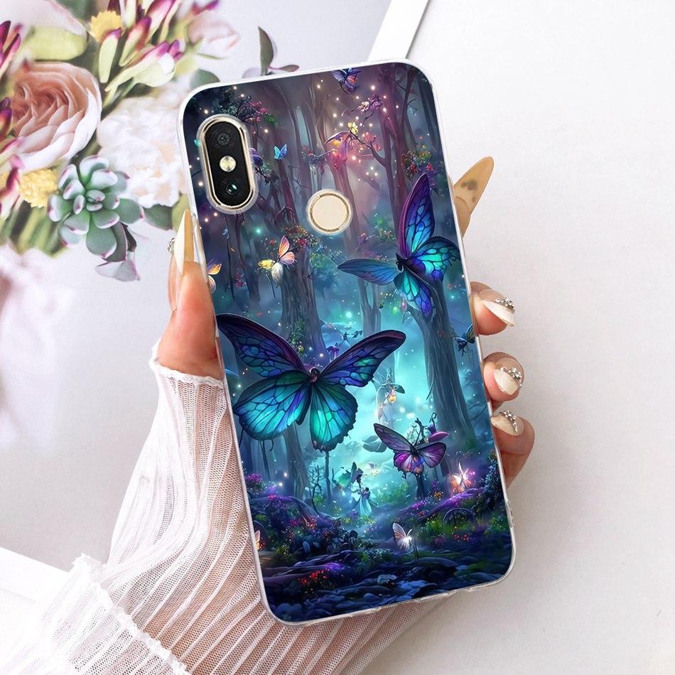 For Xiaomi Redmi Note 6 Pro Cute Flower Butterfly Cat Painted Case For Redmi Note6 Soft Silicone TPU Phone Cases