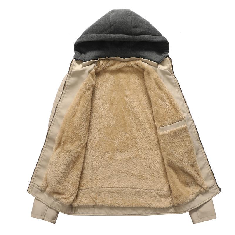 Men Winter Leather Jackets Coat Motorcycle Casual Fleece Thicken Motorcycle PU Jacket Biker Warm Leather Clothing
