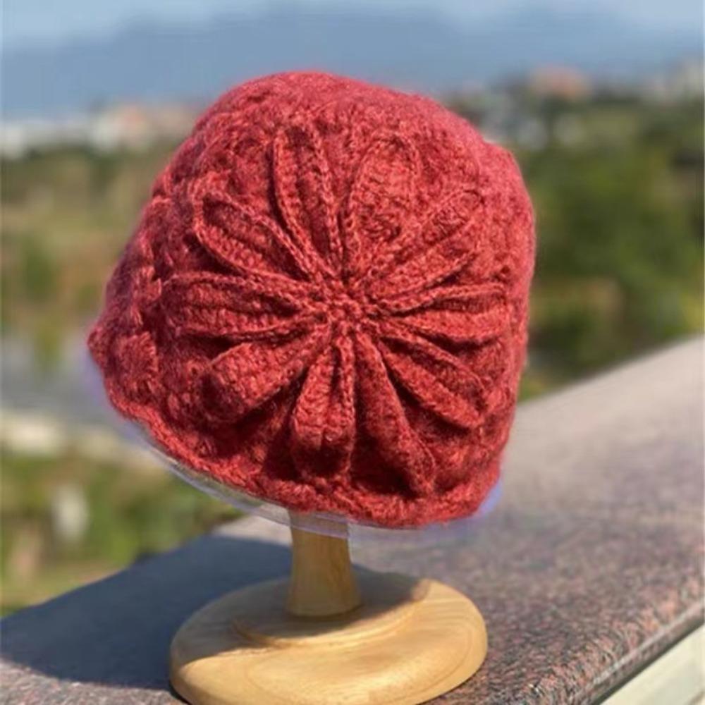 Retro Knitted Woolen Hat Artistic Basin Hat Fashionable Baotou Hat  Women