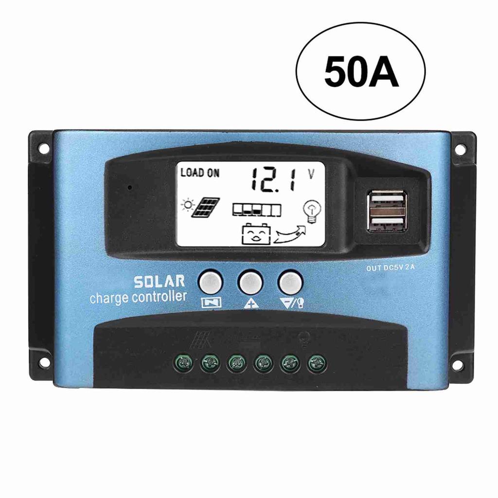 MPPT 50A Solarladeregler Dual-USB LCD-Display 12V 24V