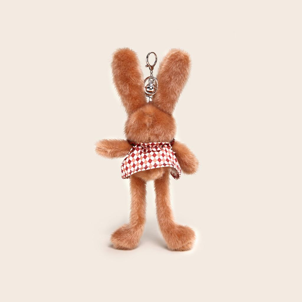 Warm Warm Stuffed Bunny Keyring With Plaid Dress Decoration For Cute Collection Fans
