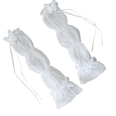 Dot Mesh Bridesmaids Gloves Fingerless Long Lace Arm Sleeves Breathable Elastic Arm Cover For Daily Wear Sunproof