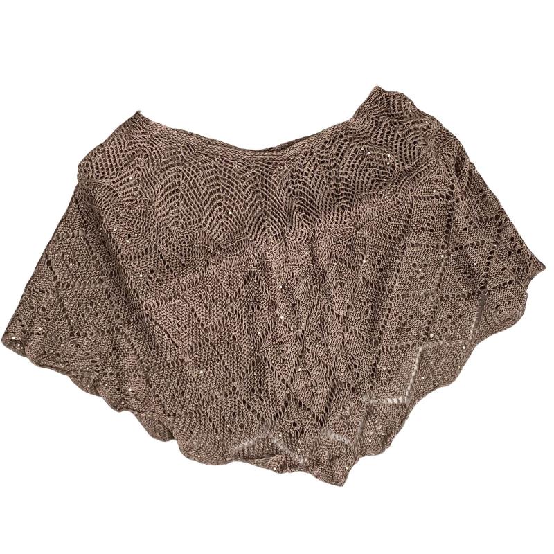 Ladies Knitted Ice Silk Shawl Summer Lightweight Hollow Out Design Fashionable Sequin Shoulder Cover Head Over Shoulder Wrap