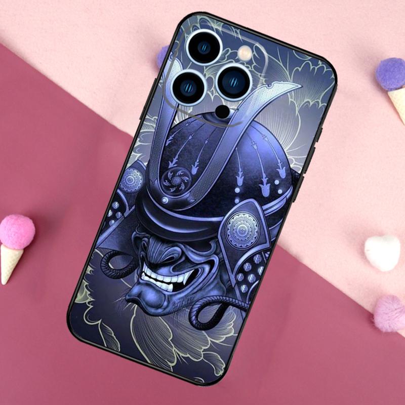 Samurai Mask Warrior Helmet Phone Case For iPhone 17 Pro Max 17 Air 16E 12 13 Mini 14 15 Plus 11 16 Pro Max Back Cover