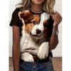 Summer Cute Dog Short Sleeve T Shirt Fun Animal Round Neck Short Sleeve T Shirt Loose and Comfortable for Men and Women