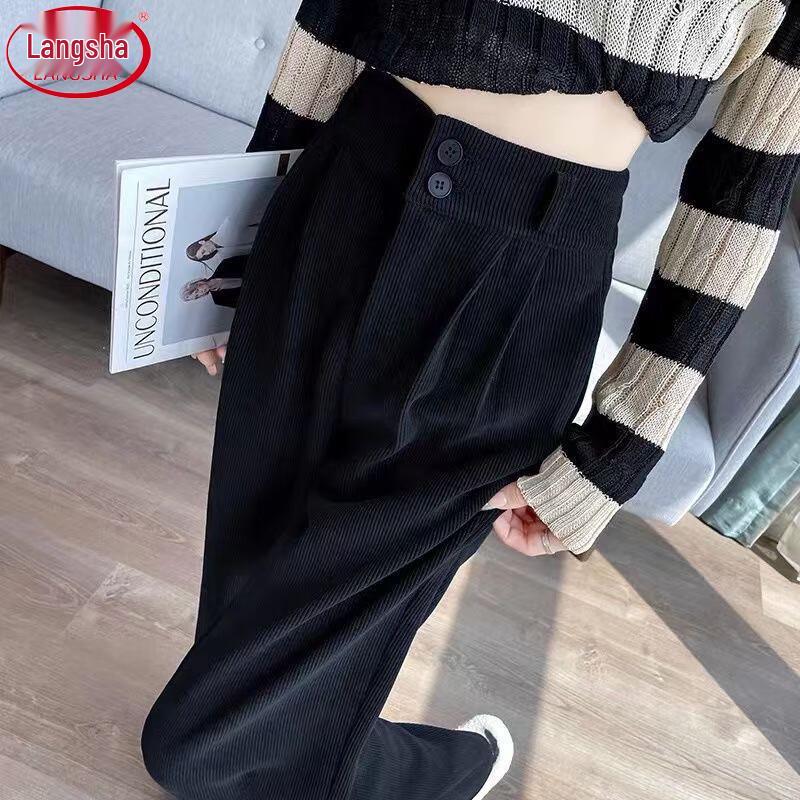 Langsha Women's 2025 A/W High-Waist Chenille Wide-Leg Suit Pants