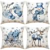 Christmas Throw Pillowcase Home Decoration Sofa Pillowcase Elk Snowman Print Pillowcase