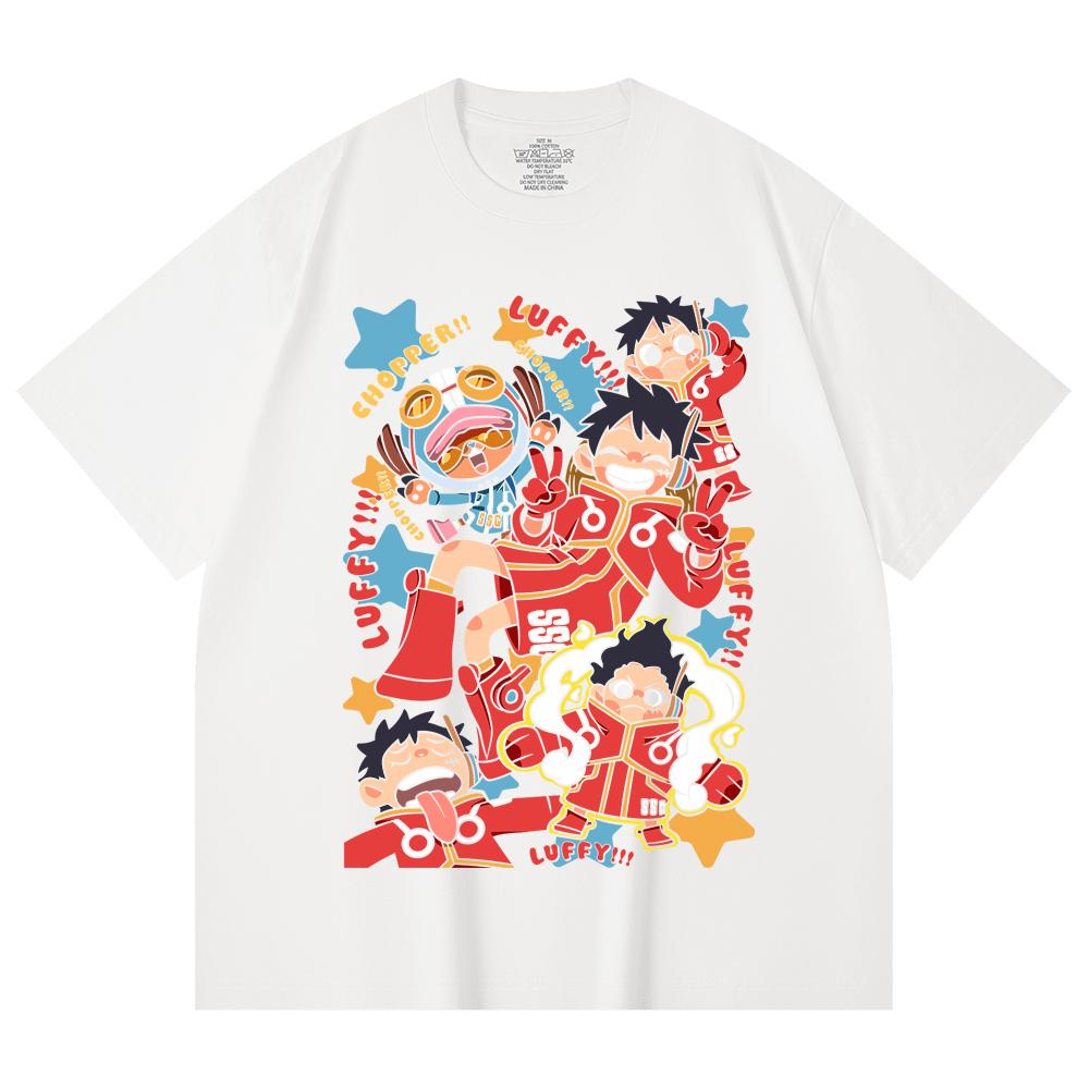 230 g/m² 100% Baumwolle Einteiler V58 Egghead Chibi Print Unisex Schweres Baumwoll-T-Shirt