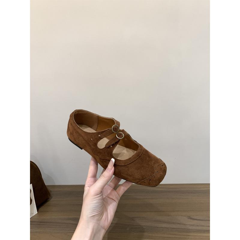 

Soft-soled version~ Flat-soled retro suede Mary Jane single shoes women s shoes 2025 new spring and autumn ballet evening shoes 39