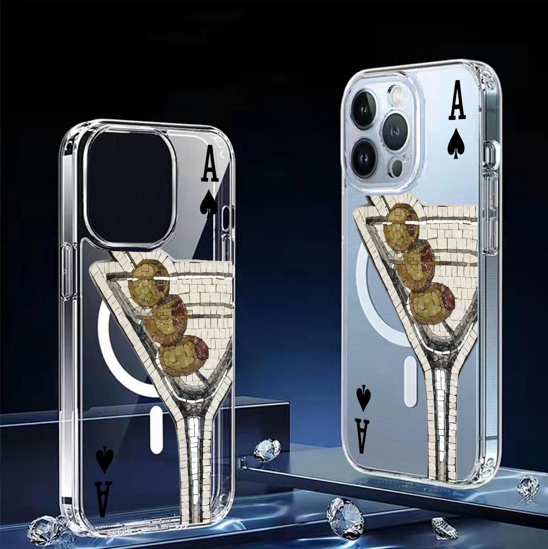 

Spade Apple iPhone 15/16/17 Pro Max Magnetic Drink Cup Transparent Case with Full Coverage iPhone 14 Plus прозорий
