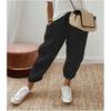 Ladies Summer Solid Color Elastic Waist Casual Nine-minute Pants