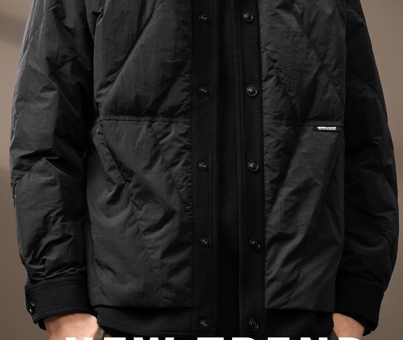 Men's 2024 Winter Loose-fit Shirt-style Jacket - White Duck Down, Lightweight, Plus Size Workwear