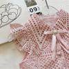 Girls' Pink Bow Top & Lace Shorts Two-Piece Summer Set