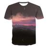 Summer Sunset Scenery Graphic T Shirts Fashion Men's T-shirts with Natural Landscape Pattern Casual Handsome 3D Print T-shirt