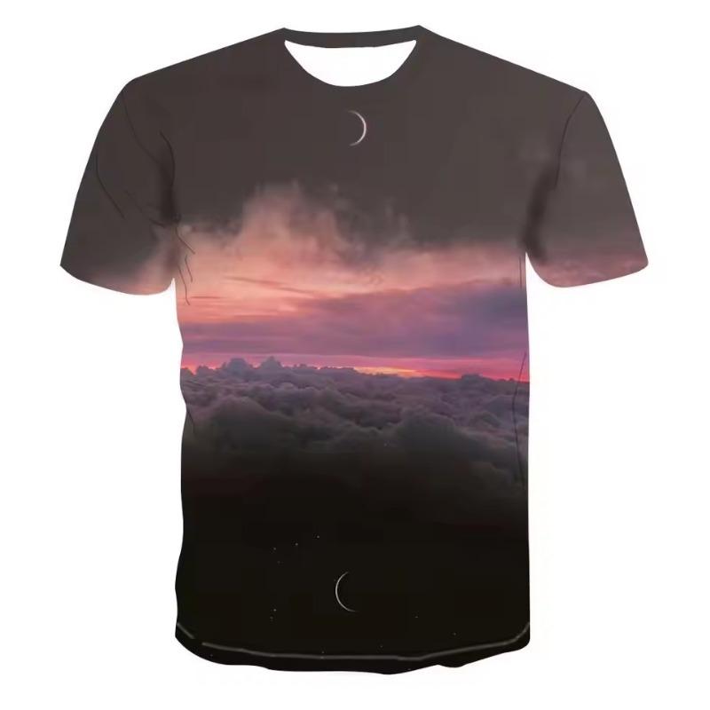 Summer Sunset Scenery Graphic T Shirts Fashion Men's T-shirts with Natural Landscape Pattern Casual Handsome 3D Print T-shirt