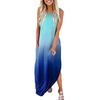 Fashion Women's O-Neck Print Leisure Sleeveless Tank Pocket Casual Dress